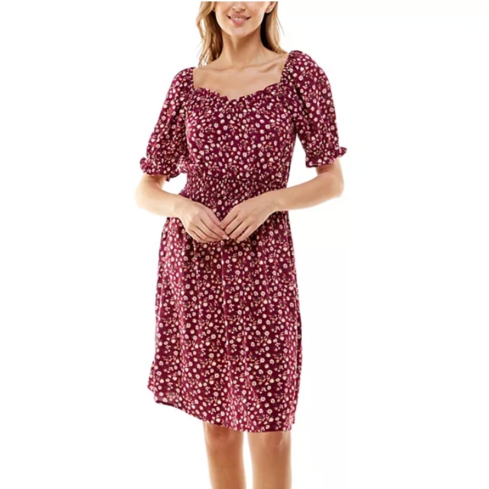 Women's Luxology Smocked Waist Floral Peasant Dress